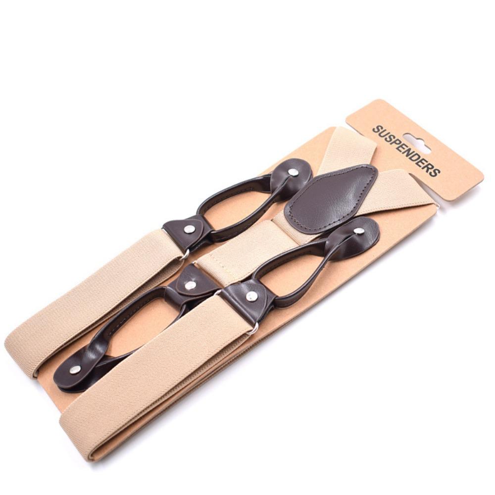 Leather Trimmed Vintage Suspenders Button End Y Back Suspenders Button End Suspenders  Party