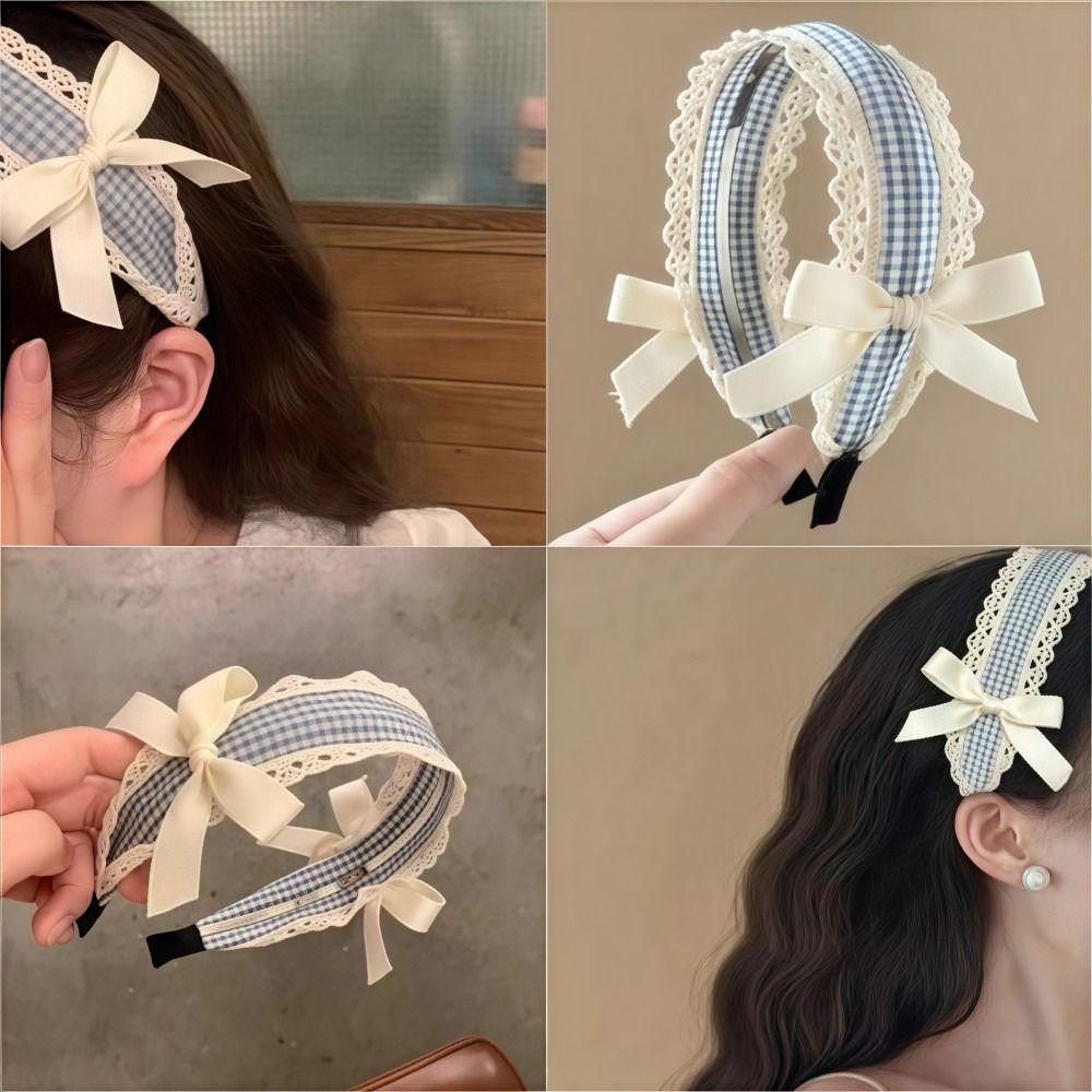 Korean Fairy Elegant Lace Bow Headband Adjustable Non-slip Hair Hoop Fashion U Shape Headwear Women Girl Hair Accessory