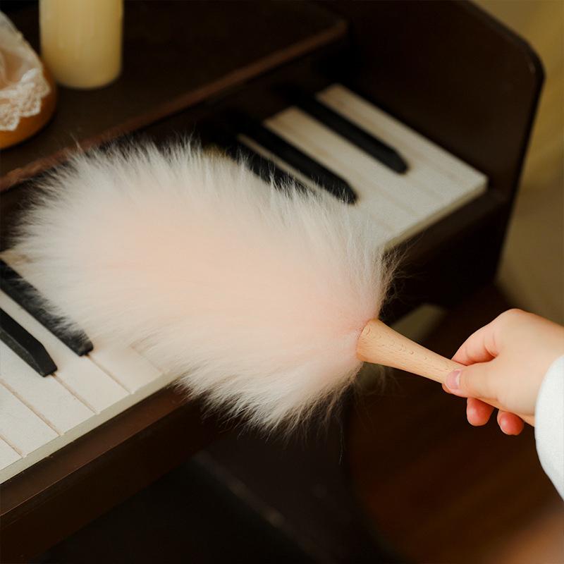 1PC Home Cleaning Real Wool Duster, Electrostatic Dust Removal Hanging Feather Dusters Cleaner for Car Piano Lamp Furniture
