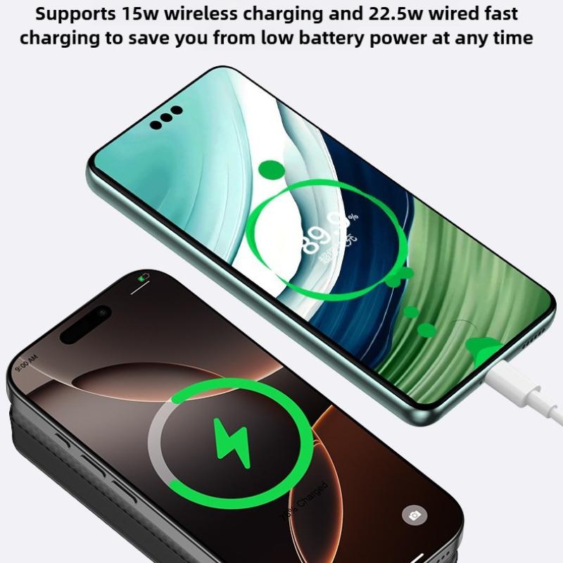 8x18650 Battery Charging Case Digital Display DIY Dual USB Type C Box 22.5W Fast Charging 15W Wireless Charging Power Case