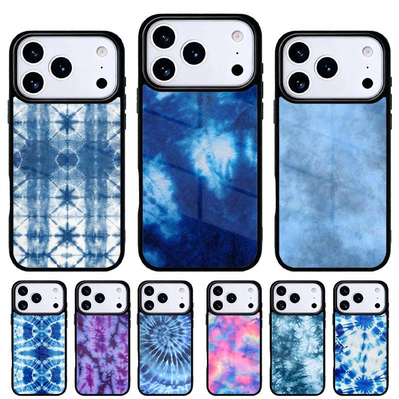 Blaues Tie-Dye Handyhülle für iPhone 17 16 15 14 13 Pro Max Rückabdeckung für 12 11 Pro Hülle