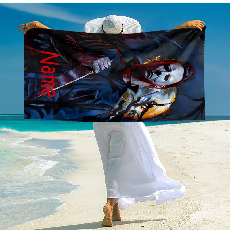 Individuelles ultraweiches Strandtuch mit Halloween-Horror-Thema, ideal für Pool - Camping, Tauchen - Perfekter Reisebegleiter, Lebendiges Strandtuch.