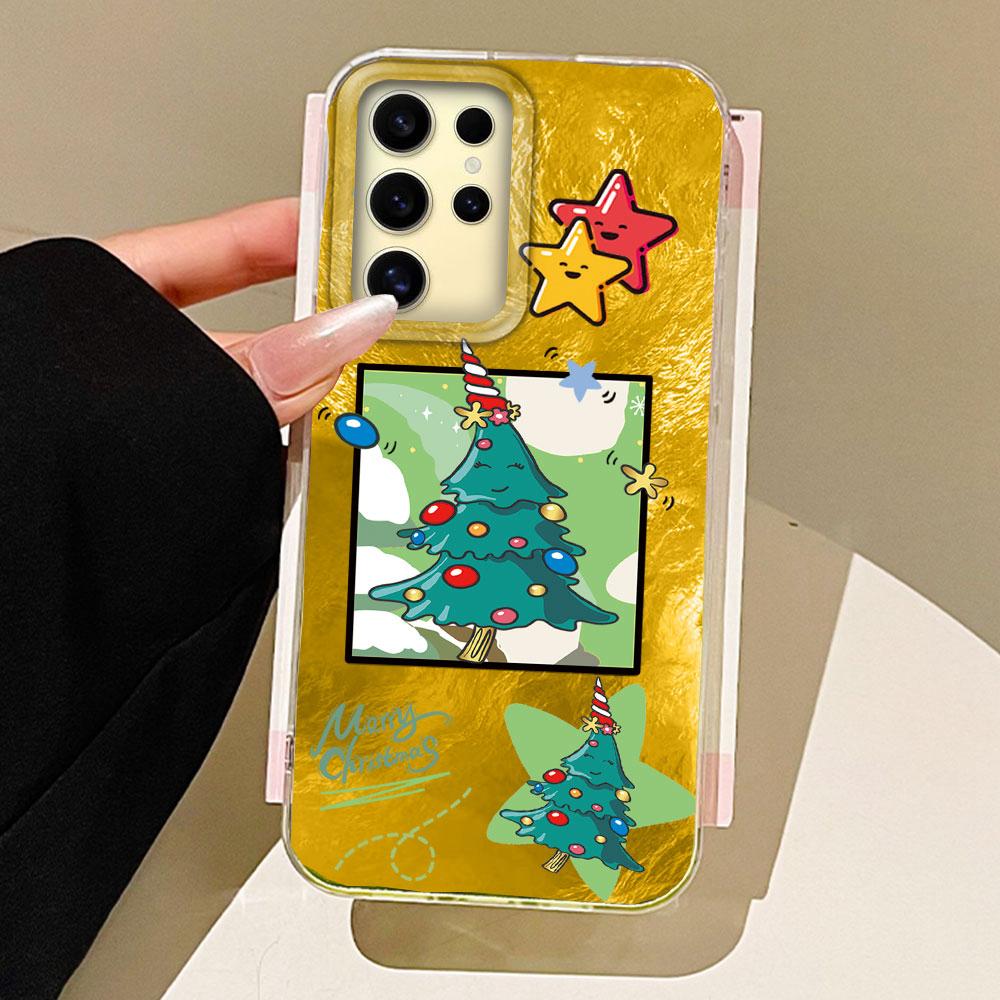 Veselé Vánoce Elk Tree Dívky Ženy Pouzdro na telefon pro Samsung Galaxy S25 Edge S24 S23 S22 S21 S20 FE Plus Ultra Zadní kryt