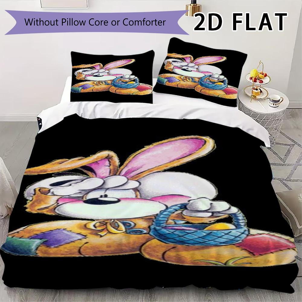 Diddl Pattern Bedding Uilt Set Uilt Cover Pillowcase Home Decoration Birthday Gift (1 * Duvet Cover + 2 * Pillowcase Without Core)