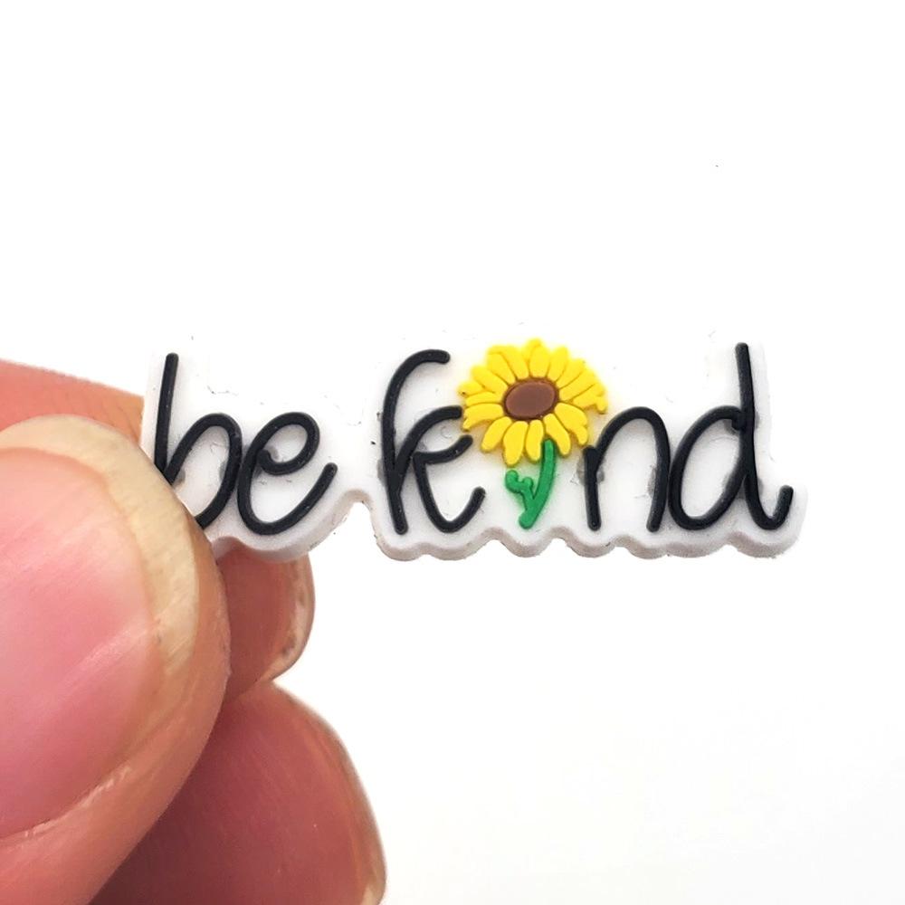 1PC Inspirational English Shoes Sandals Flower Shoe Buckle PVC Shoe Charms Soft Rubber Garden Shoes Decorative Buckle