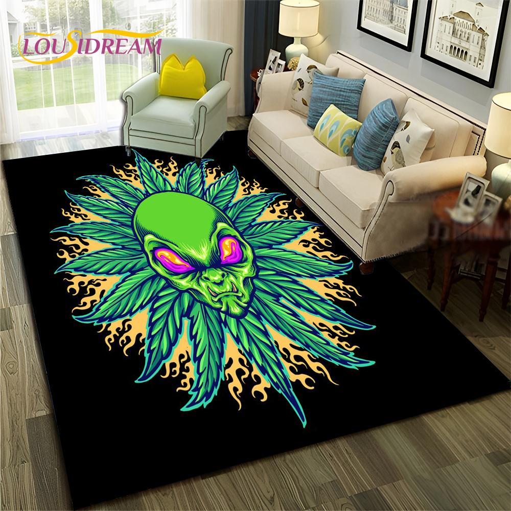 

Кленовые Листья Растения Зеленый Череп Смерти Дым Ковер Коврик для Дома Гостиной Спальни Дивана Придверный Коврик Декор, Ковер Коврик Нескользящий Напольный Коврик 40x60cm