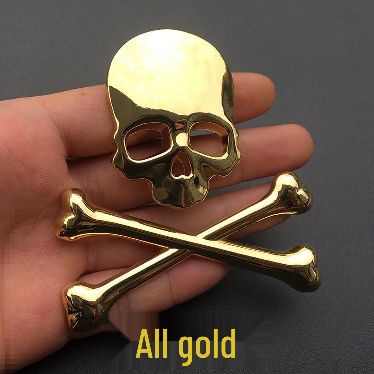 3D Metal Skull Car Emblem: Halloween Harley Hood, Tail, and Side Sticker