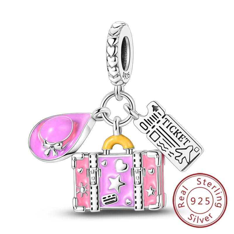 Neuer Kupfer-Charm Flugzeug Kamera Koffer Liebe Reisen Leben DIY Perlen Passend für Original-Charms Armband Schmuck