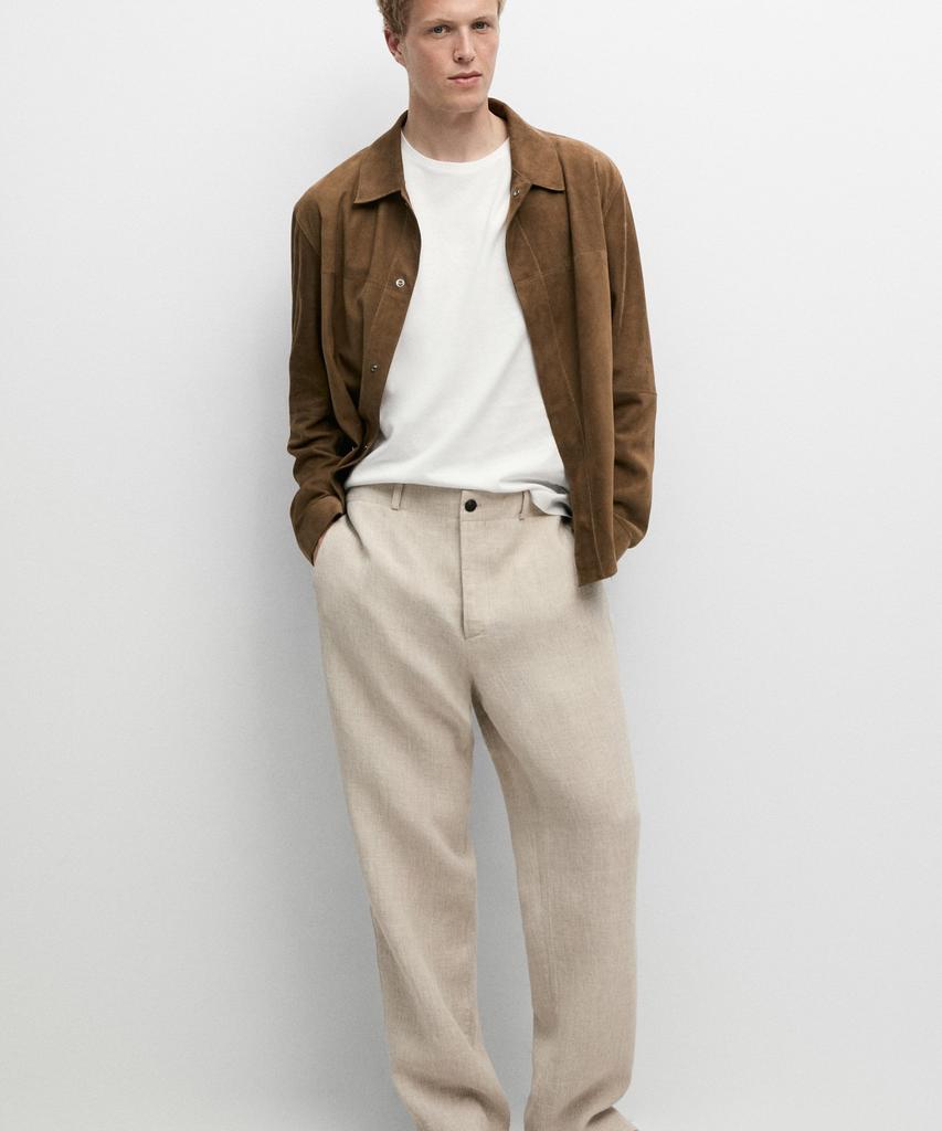 Massimo Dutti Lightweight Suede Leather Overshirt