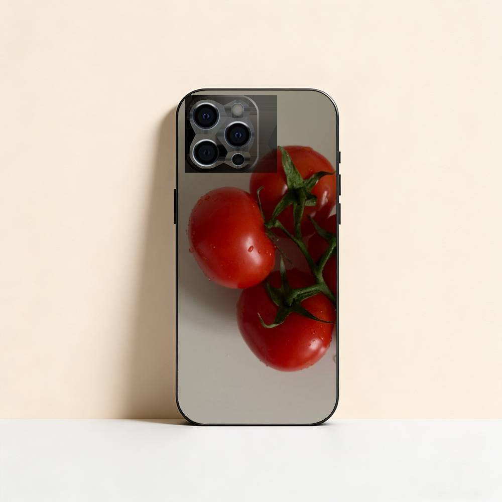 Tomato Fruit Clear Korean Cute ins Phone Case For iPhone 17, 16,15,14,13,12,11 Plus,Pro Max, Others Soft Black Cover