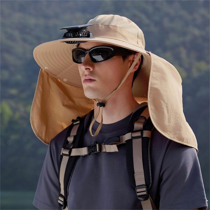 Rechargeable Outdoor Hat Built In Fan Solar Charging Lightweight Breathable Sun Protection For Men Women