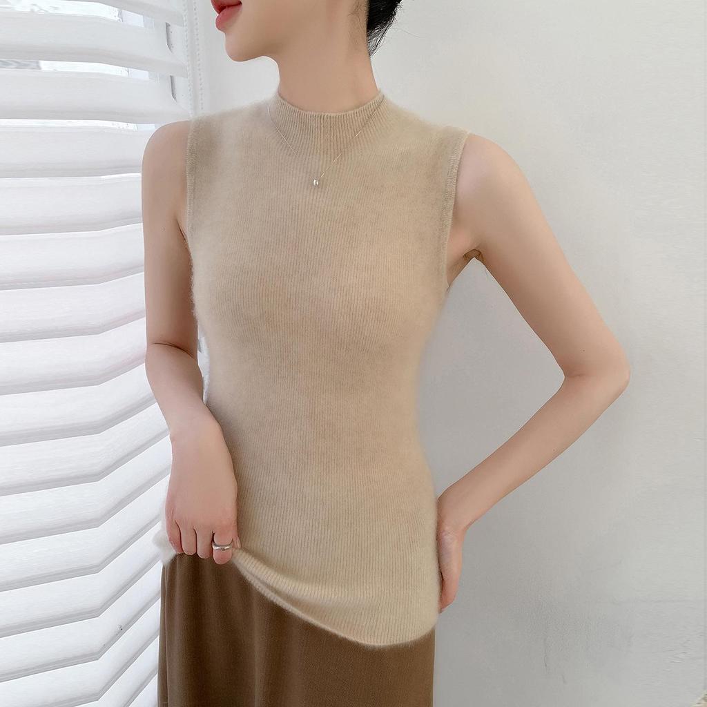 2025 Women's High Neck Sleeveless Cashmere Vest - Slimming Autumn/Winter Base Layer