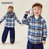MQDMINI Boys' Hooded Plaid Cotton Shirt Jacket