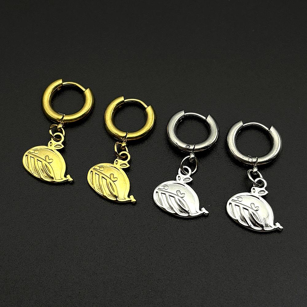 Cute Cartoon Whale Dangle Hoop Earrings For Women Men Stainless Steel Ocean Animal Drop Earring Daily Jewelry Accessory