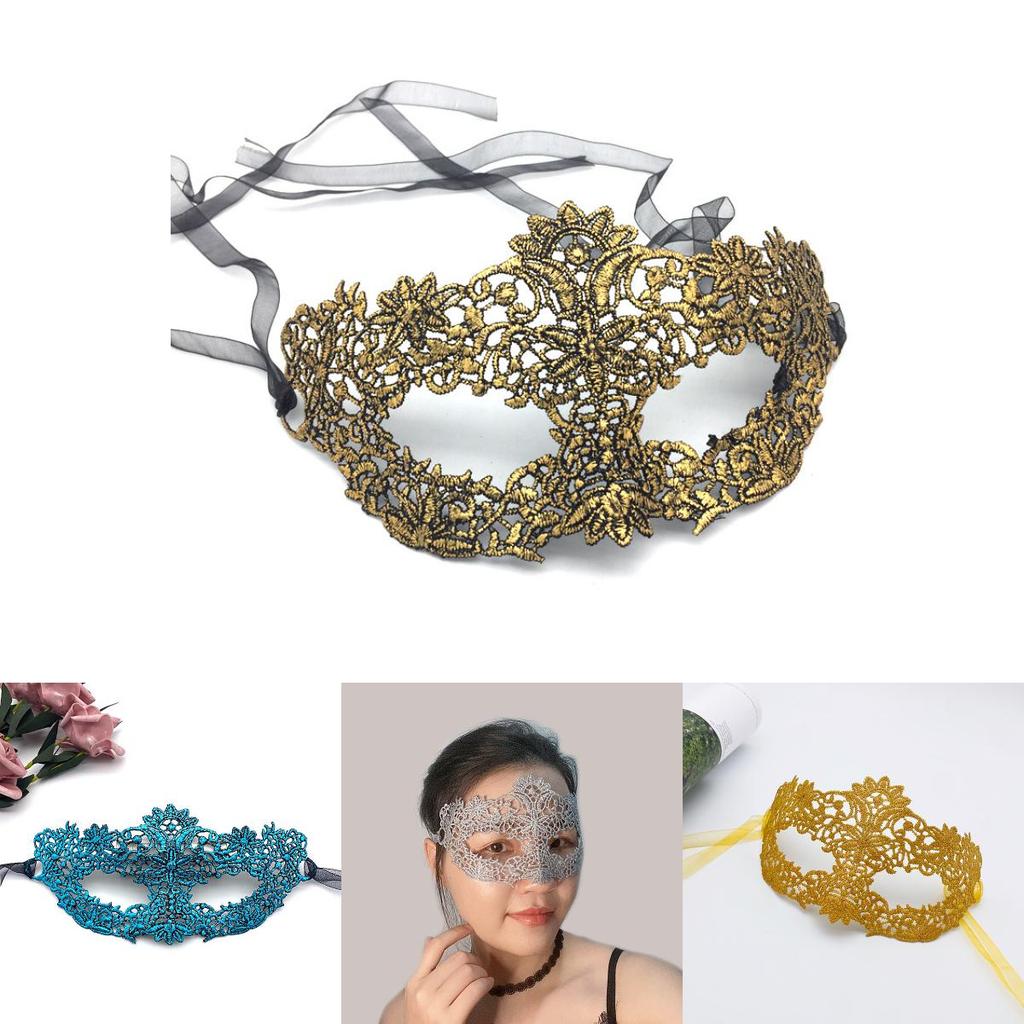 Lace Adult Costume Mask With Gold Silver Embroidery For Costume Party And Holiday Celebrations