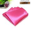 Solid Color Glossy Faux Silk Pocket Square with Printed Edging