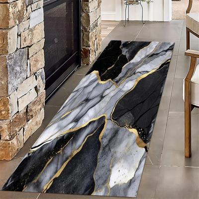 Moderner Läuferteppich mit Marmorstruktur, nordischer Stil, wasserabsorbierende rutschfeste Bodenmatte für Schlafzimmer, Bettseite, Balkon, Wohnzimmer