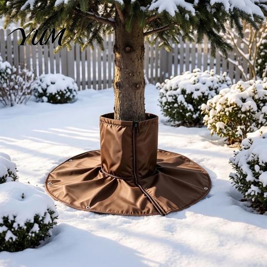 Shrub Winter Protection Shield Palm Tree Root Protector, 3-Layer Freeze Cover with Ground Stakes, Insulation Reusable Frost Kit Wrap for Trees Shrubs