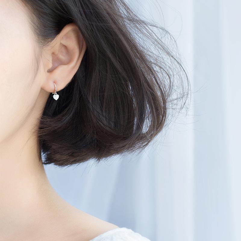 Womens Fashion 925 Sterling Silver Small Heart Earring Drop Earrings For Young Girls Teen Wedding Gift Jewelry Brincos eh1251