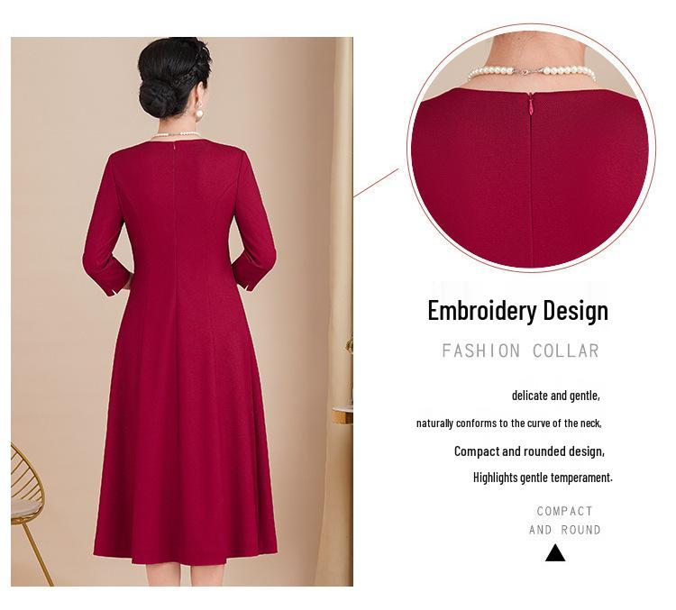2025 Spring Wedding Formal Wear: Dignified Wine Red Dress for Mother of the Bride/Groom