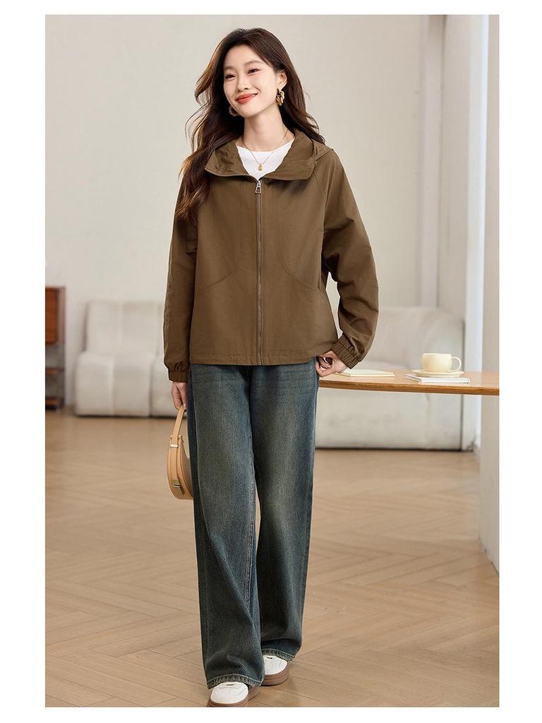 Damen Kurzer Trenchcoat mit Kapuze - 2025 Koreanischer Stil, Modisch & Vielseitig für Frühling/Herbst