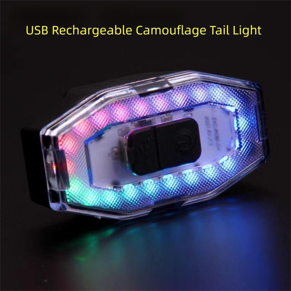 Waterproof Bike Tail Light Rainbow LED Rear Taillight Bright Light Skateboard Light  Safety Warning