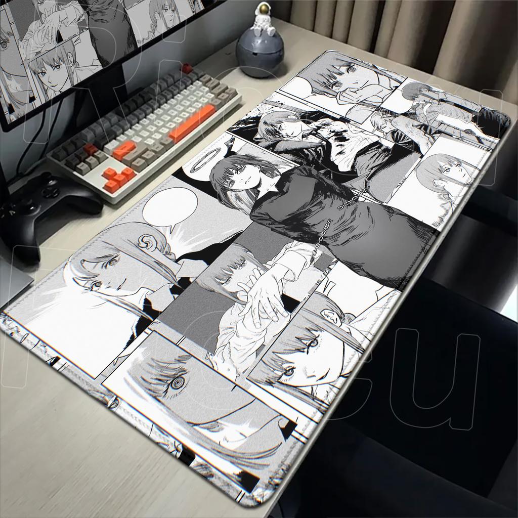 Kawaii Anime Girls Reze Mousepad XXL Laptop Gamer Non-slip Desk Mat 900x400mm Comic Style Chainsaw Man Office Speed Keyboard Pad