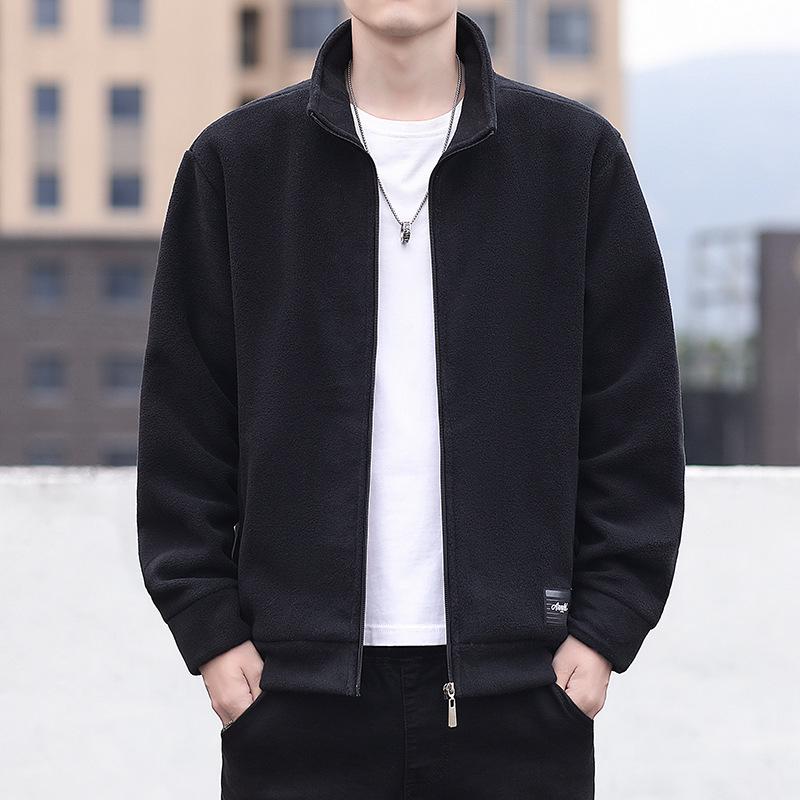 Men's Spring/Autumn Stand Collar Sherpa Fleece Hoodie Cardigan