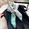 Blue Cherry Blossom Chessboard Mulberry Silk Scarf Female Simulation Silk Scarf Decorative Scarf Mom Shawl 70Cm Square Scarf