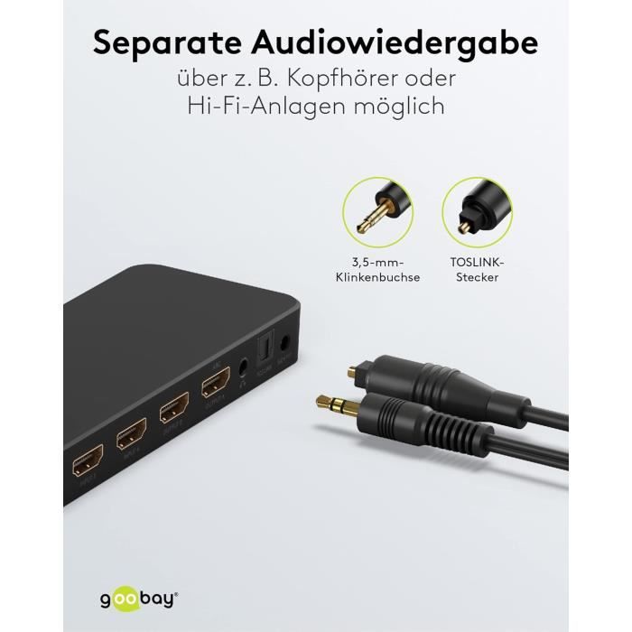 Commutateur hdmi - goobay - 58479 - 4x2 - 4k 60 hz - télécommande incluse