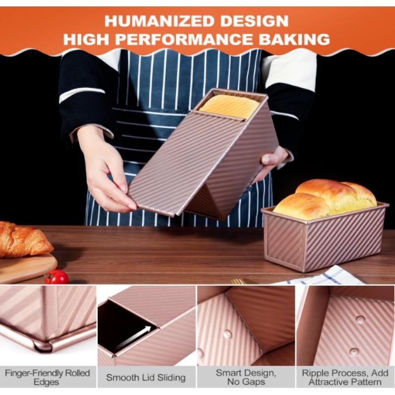 Rectangle  Loaf Pan with Sliding Lid for Sourdough Bread Making Includes Dough Scraper and Cutter Ideal for Holiday Baking