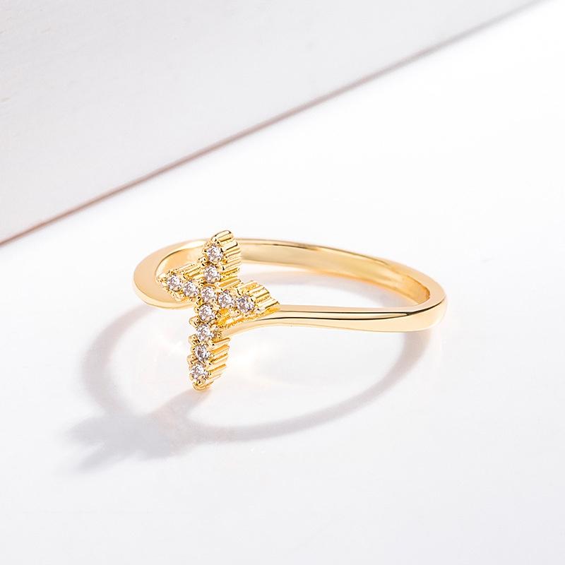 Geometric Cross Stunning Ring With Inlaid Zirconia Stones Engagement Gift For Couples Fashionable Hand Accessory European Am And