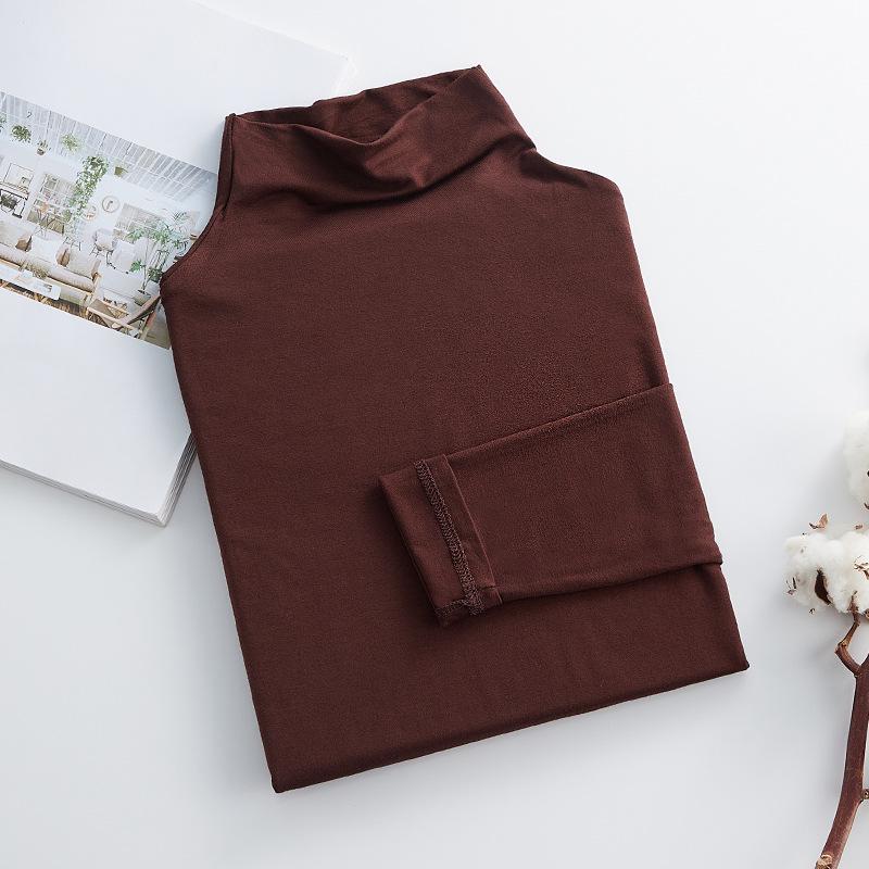 

Женский топ-топ из модала с высоким воротом и длинными рукавами, осень 2023 года M кофейный