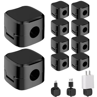 TokTech Cable Holders, Spring-Loaded Cable Clips, Pack of 10, Cord Clips for Wiring and Cable Management, Strong Adhesive, One-Handed Operation,