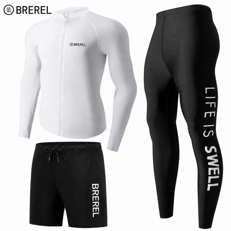 Mens Quick-Dry UV Protection Rash Guard Set Long Sleeve Top Pants Snorkeling Surfing Swimming