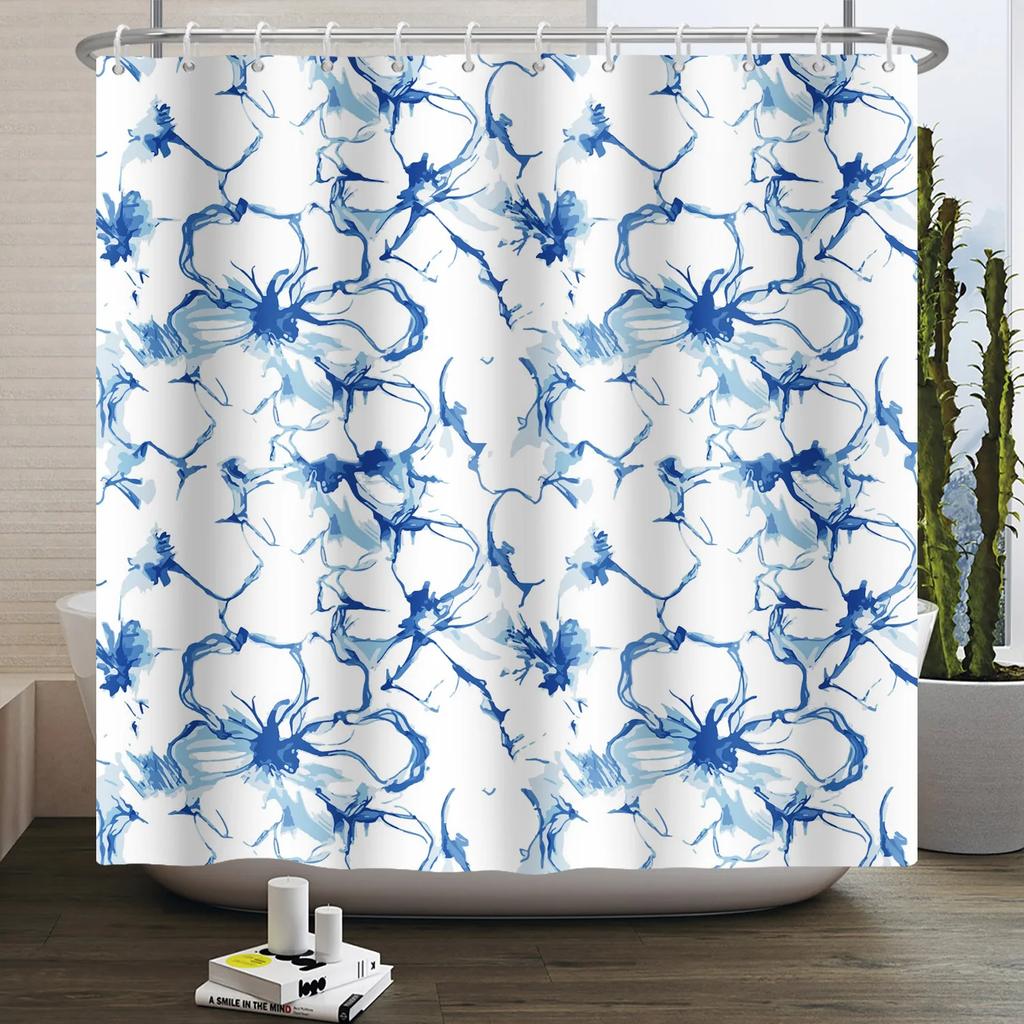 Bathroom Curtain with Fabric 180x180 Colorful Floral Spring Blossom Tree Boho Bathtub Waterproof Shower Curtains With Hooks