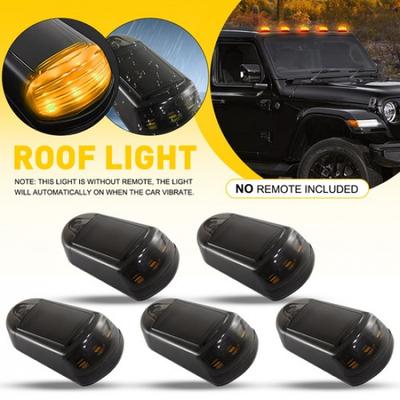 Auto 5x Solar Powerd Cab Roof Yellow Lights Universal Pick-up Trucks Smoked Case