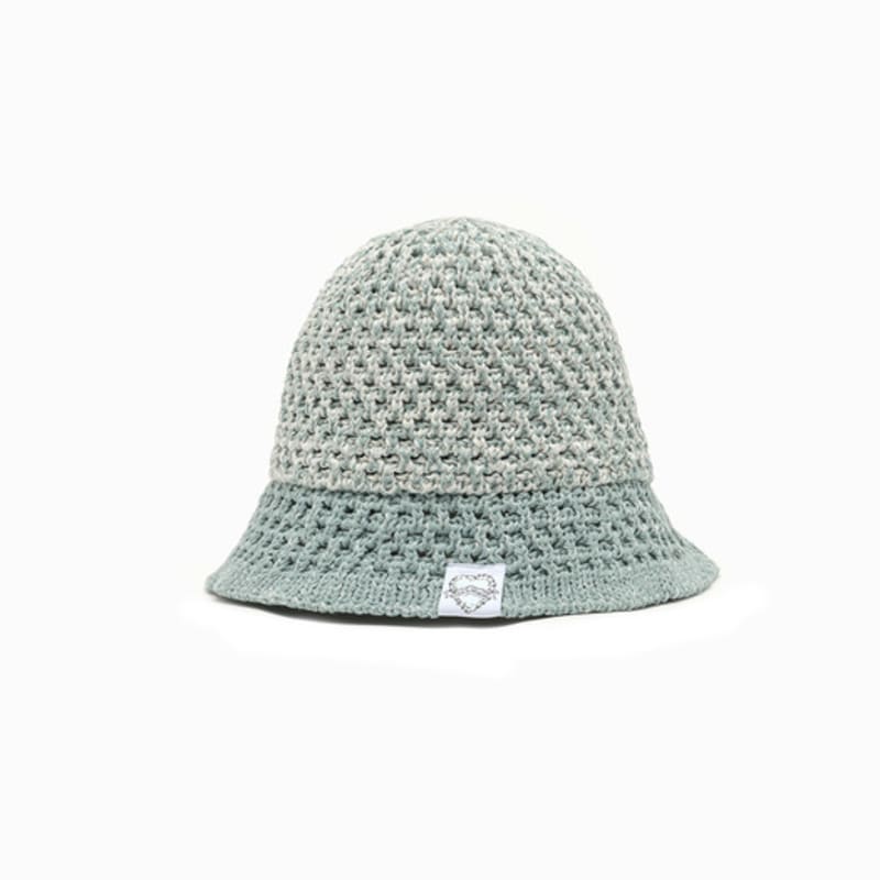 Poesiedame RING STRICK BUCKET HAT IN BLUE MIST