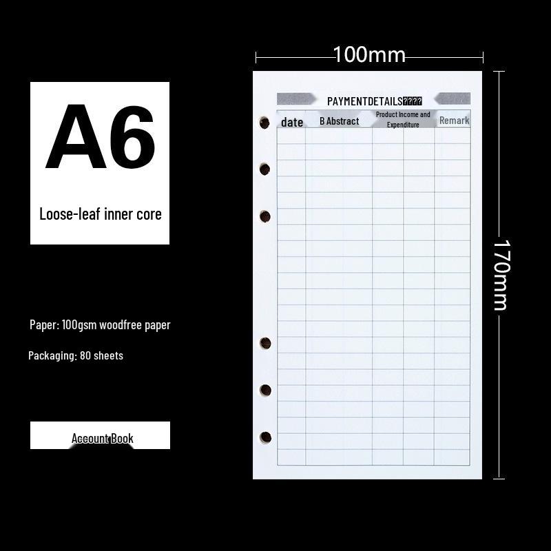 6-Hole A5 Notebook Refill: A6 Size, 80 Sheets, 100gsm Dowling Paper