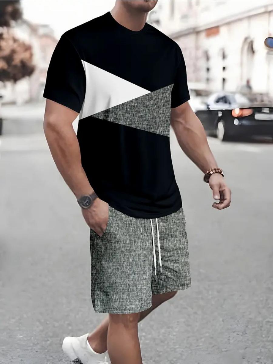 

Модный тренд стиля Y2K с 3D-принтом, мужской костюм свободного покроя в уличном стиле Харадзюку, футболка с короткими рукавами и шорты, комплект из двух предметов 2XL