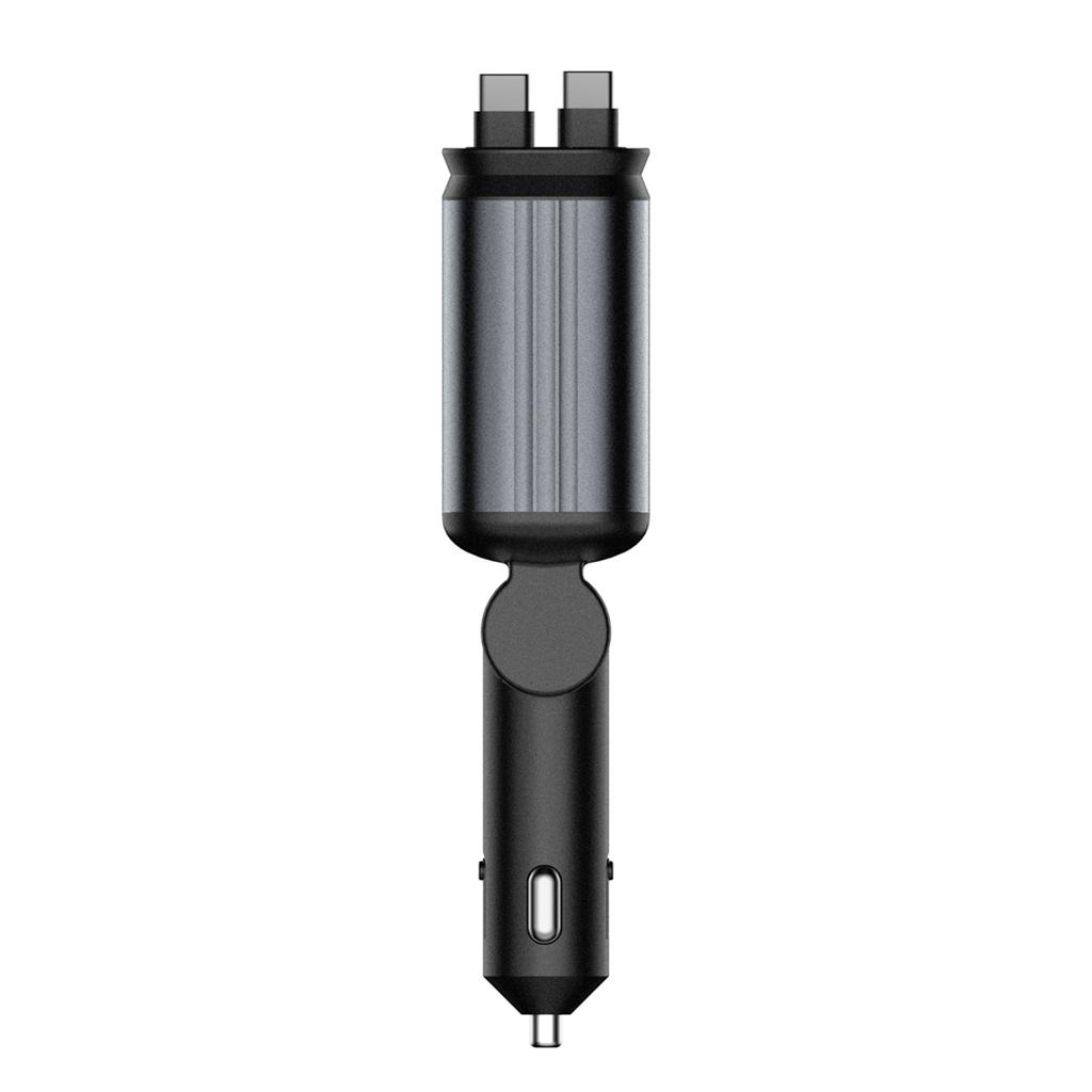 4 In 1 Car Charging Adapter with Star Projector Light Retractable Cable Double USB C & USB A Fast Car Charger for Phone