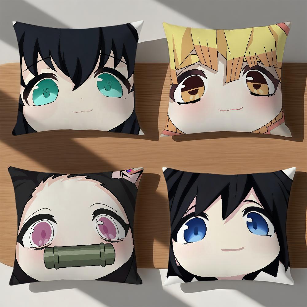 Anime Manga Art Chibi D-Demons S-Slayers Cushion Cover Soft Pillow Case For Sofa Living Room Home Office Decor Protective Covers