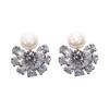 Sterlingsilber Temperament Damen Einfache Schneeflocke Zirkon Naturperle Ohrstecker Kurze Kleine Perlenohrringe Ohrringe