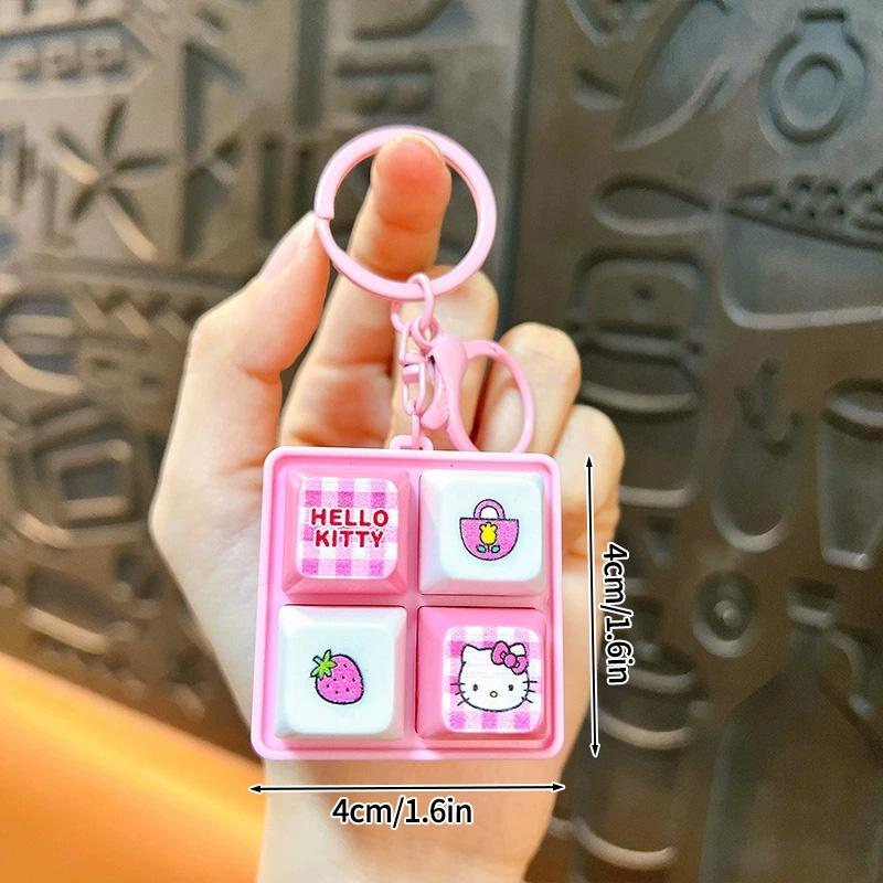 Hello Kitty Keyboard Keychain Stress Relief Keyboard Keyring Kitty Fidget Toys Click Keychain Bag Accessories Hanging Pendant