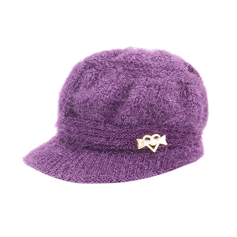 Knitted Embellished Heart Hat Winter Warm Thickened Pumpkin Cap Gift Outdoor