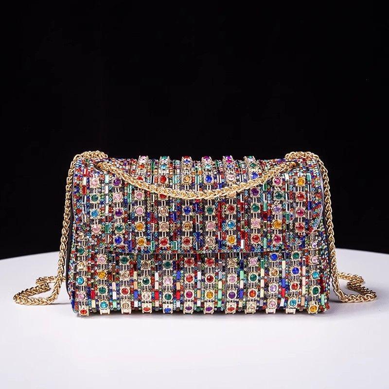 Luxury Wedding Handbags For Women Elegant Chain Shining Shoulder Bag Female Party Evening Clutch Bag Purse