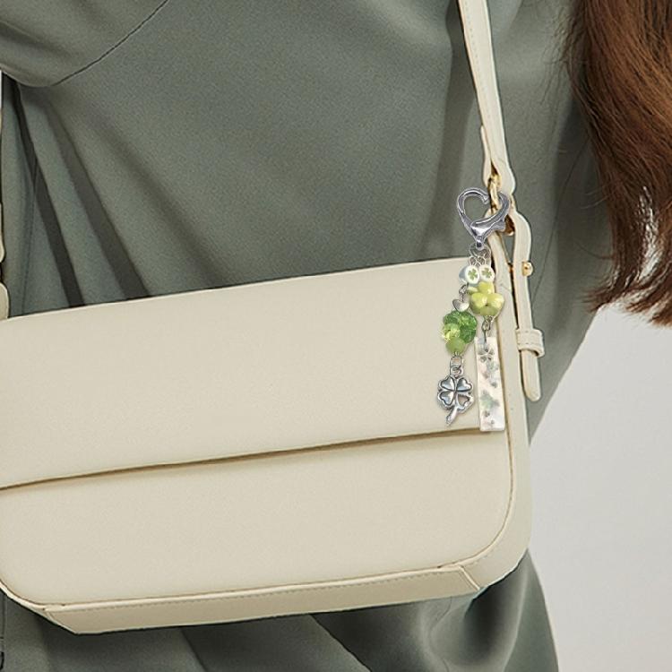 Stylish Green Shamrock Keychain Pendant Hanging Decoration Phone Strap Resin Charm For Digital Camera Bag Purse