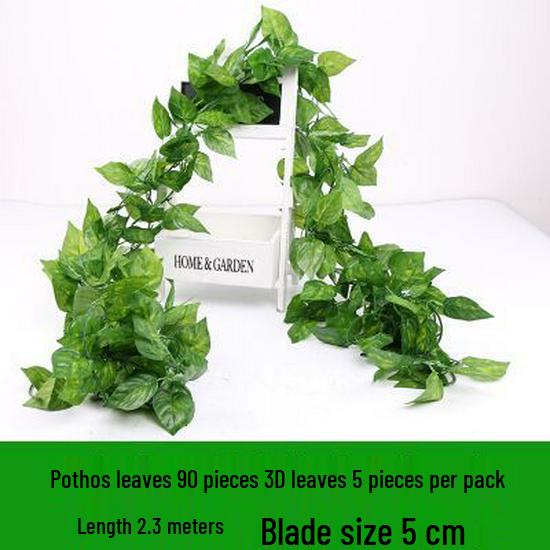 Artificial Rattan Ivy Vine with Green Grape Leaves and Chlorophytum Ceiling Decor
