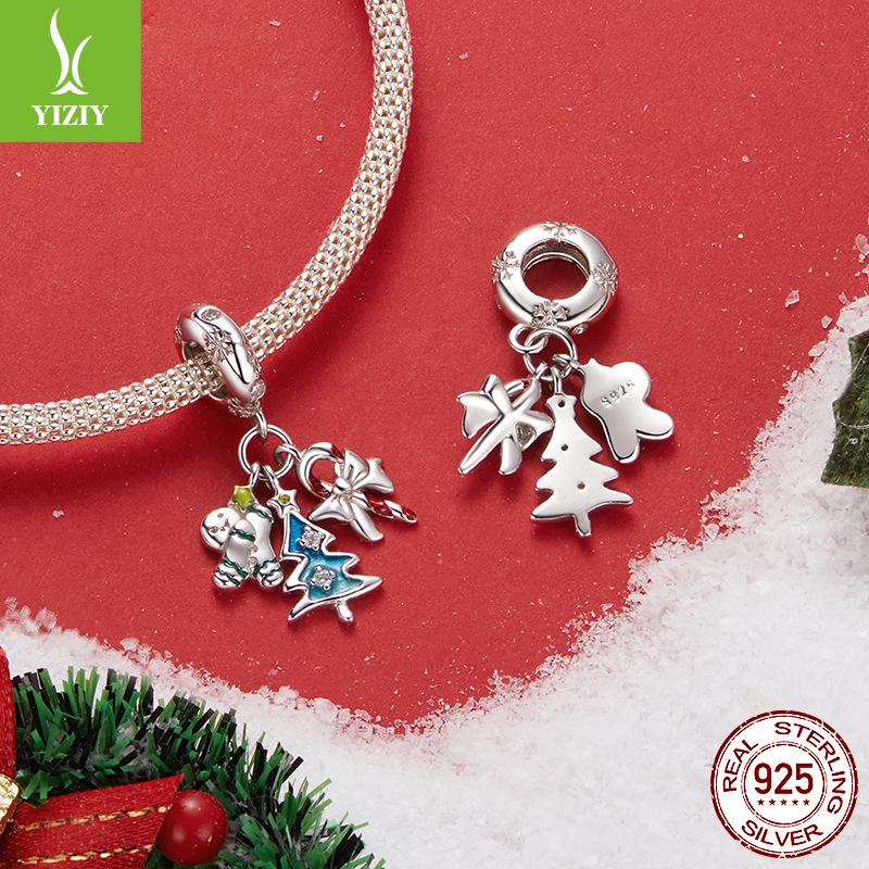 Christmas Joy White Gold Tri-Use Pendant: DIY Bracelet, Necklace & Tree Ornament