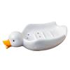 [Queen-b] Cute Duck Soap Dish, Soap Tray with Flowing Water, Bathroom Sink, Hand Soap Tray, Soap Decor (White)